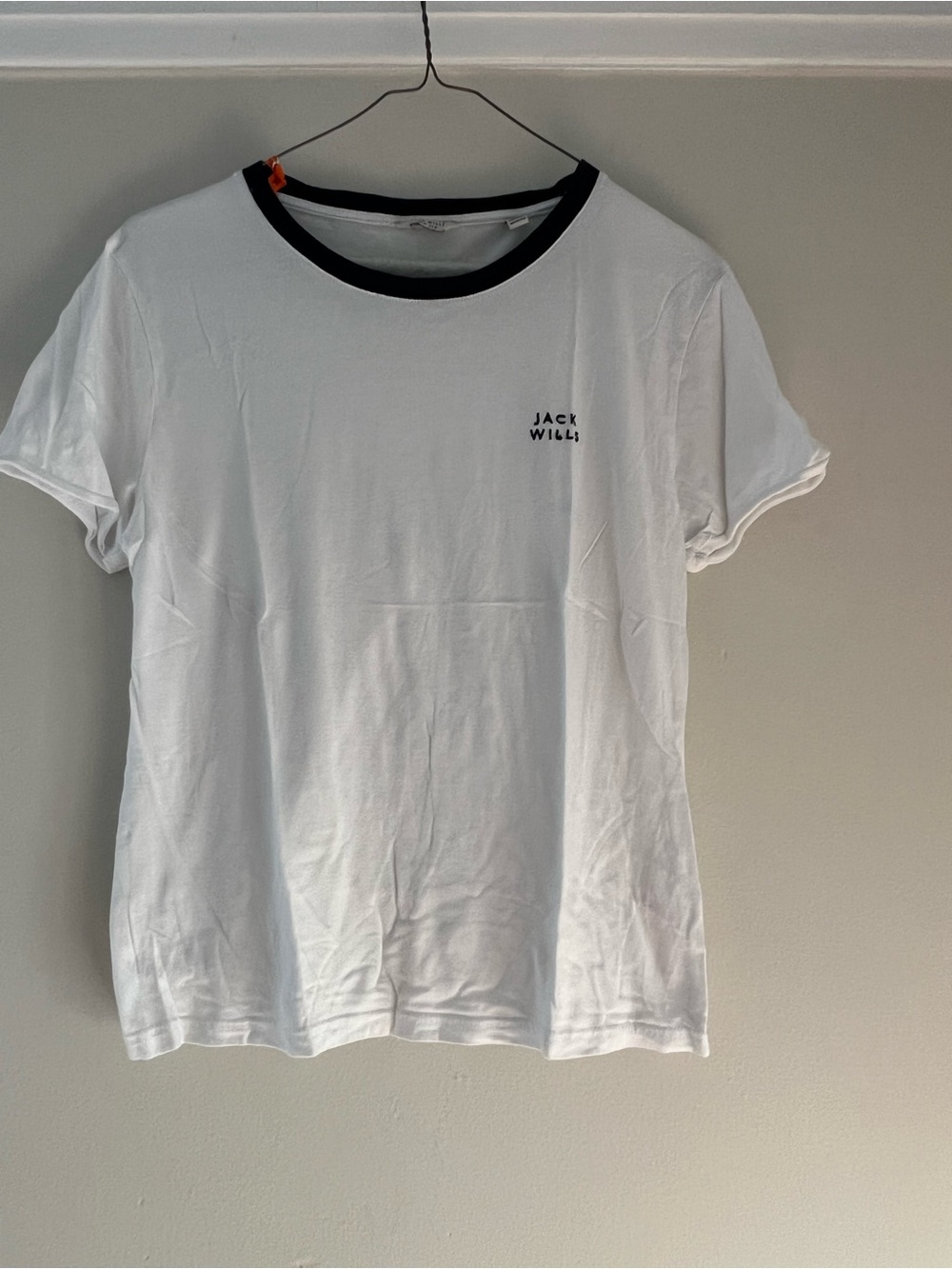 Jack Wills White Tee with Black Trim - Women's Short Sleeve Ringer